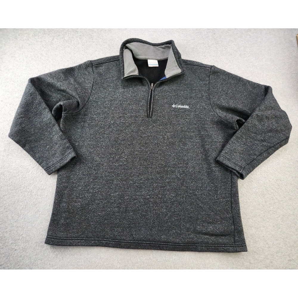 Columbia Quarter Zip Fleece Pullover Jacket‎ Sweatshirt Mens XL Large Black Gray